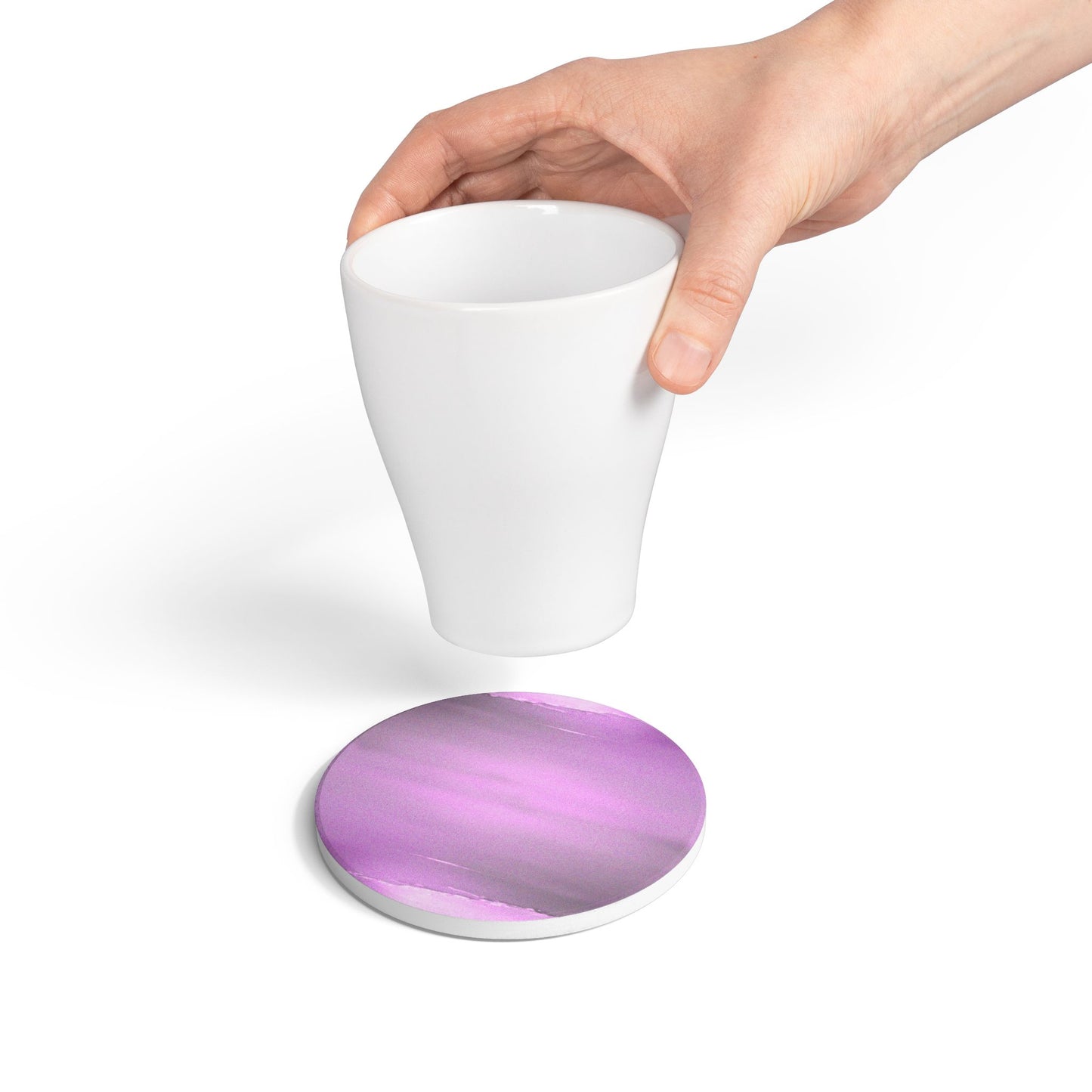 Dark Pink Sea Amethyst Fog 4" x 4" Round Ceramic Coaster
