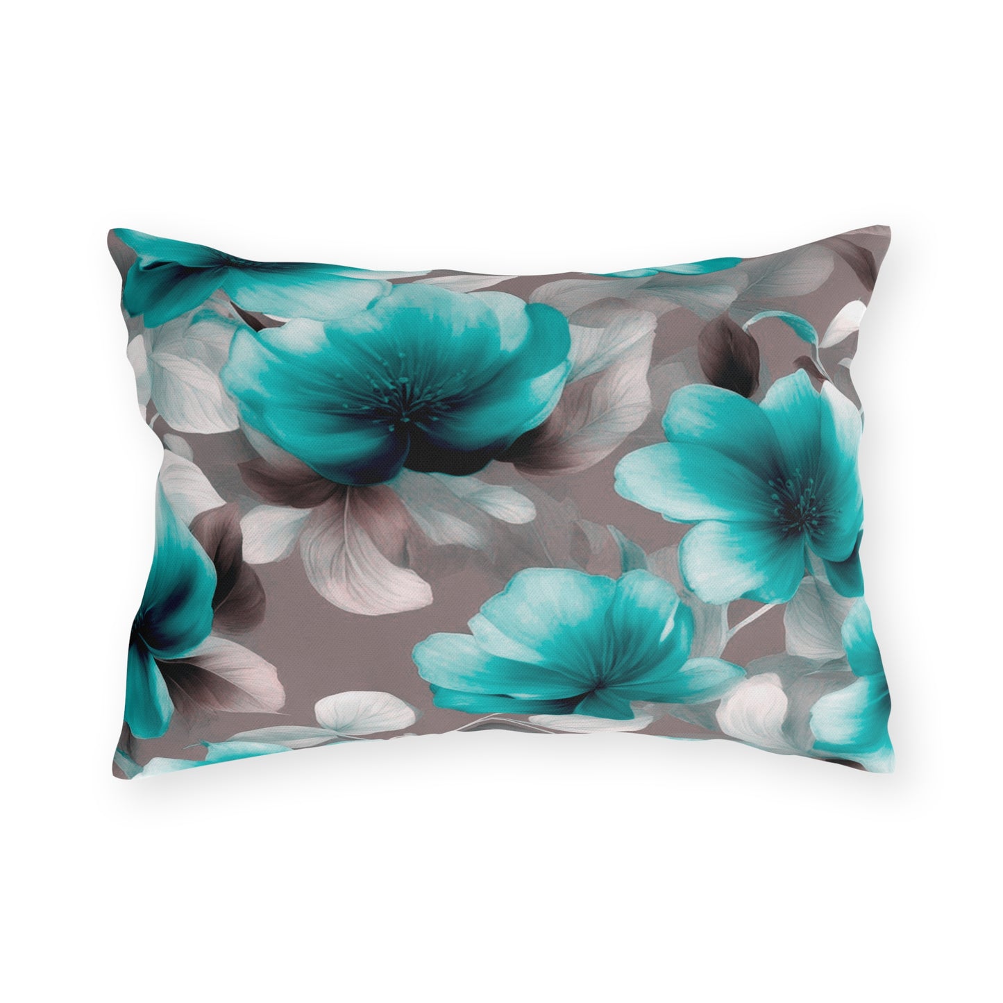 Tif Green Gray Floral Bunch Outdoor Pillow, 20" x 14"