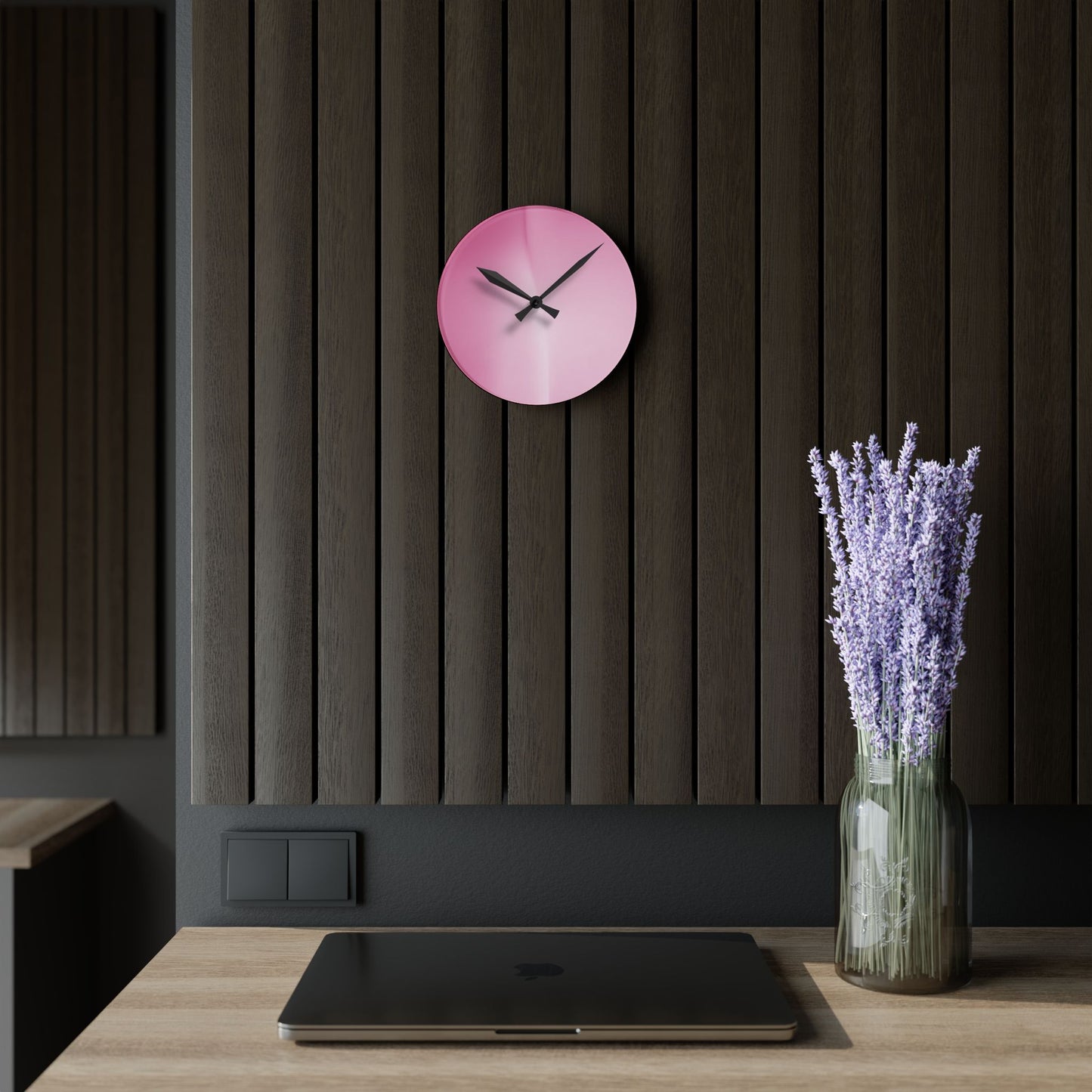 Pink Blush Fade Acrylic Round Wall Clock, 8" x 8"