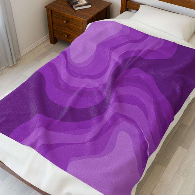 Wavey Purple Wavey Velveteen Plush Blanket, 50" x 60"