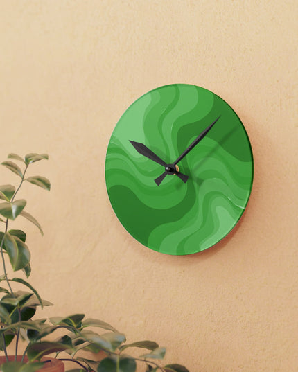 Greenie Meanie Wavey 8" x 8" Round Acrylic Wall Clock