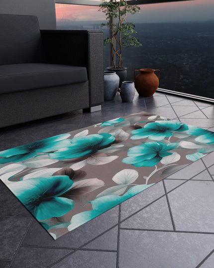 Tif Green Gray Floral Bunch Outdoor Rug, 36" x 60"