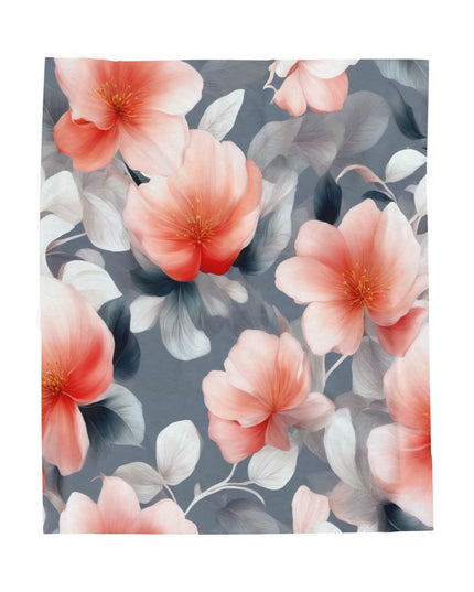 Red Blossom Floral Bunch Velveteen Plush Blanket, 50" x 60"