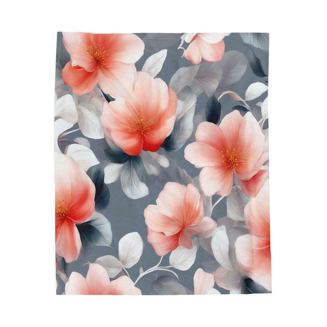 Red Blossom Floral Bunch Velveteen Plush Blanket, 50" x 60"