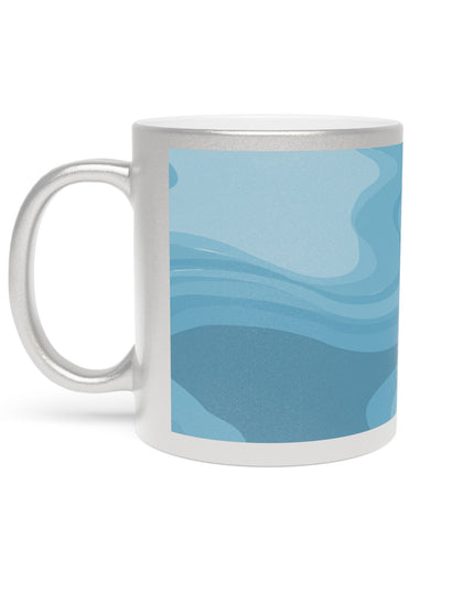 Sky Blue Wavey 11 oz Metallic Mug (Silver\Gold)