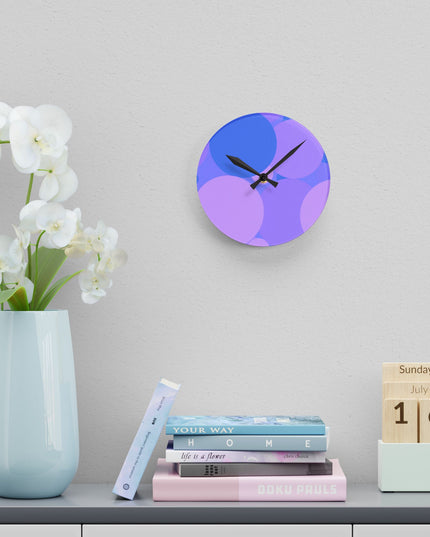 Pastel Purple Family Patches Acrylic Round Wall Clock, 8" x 8"