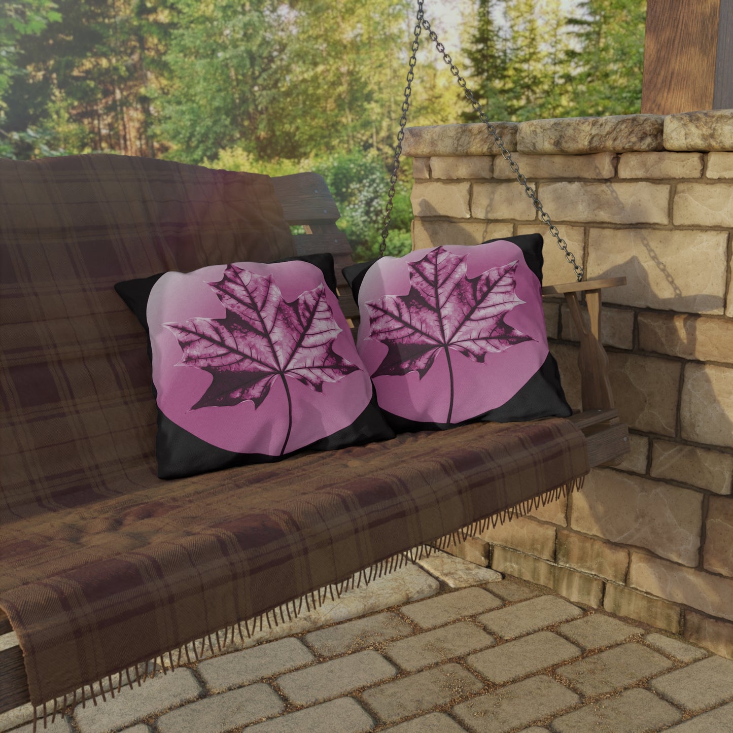 Magenta Maple Leaf 18" x 18" Outdoor Pillow