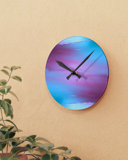 Wine Sea Blue Fog Acrylic Round Wall Clock, 8" x 8"