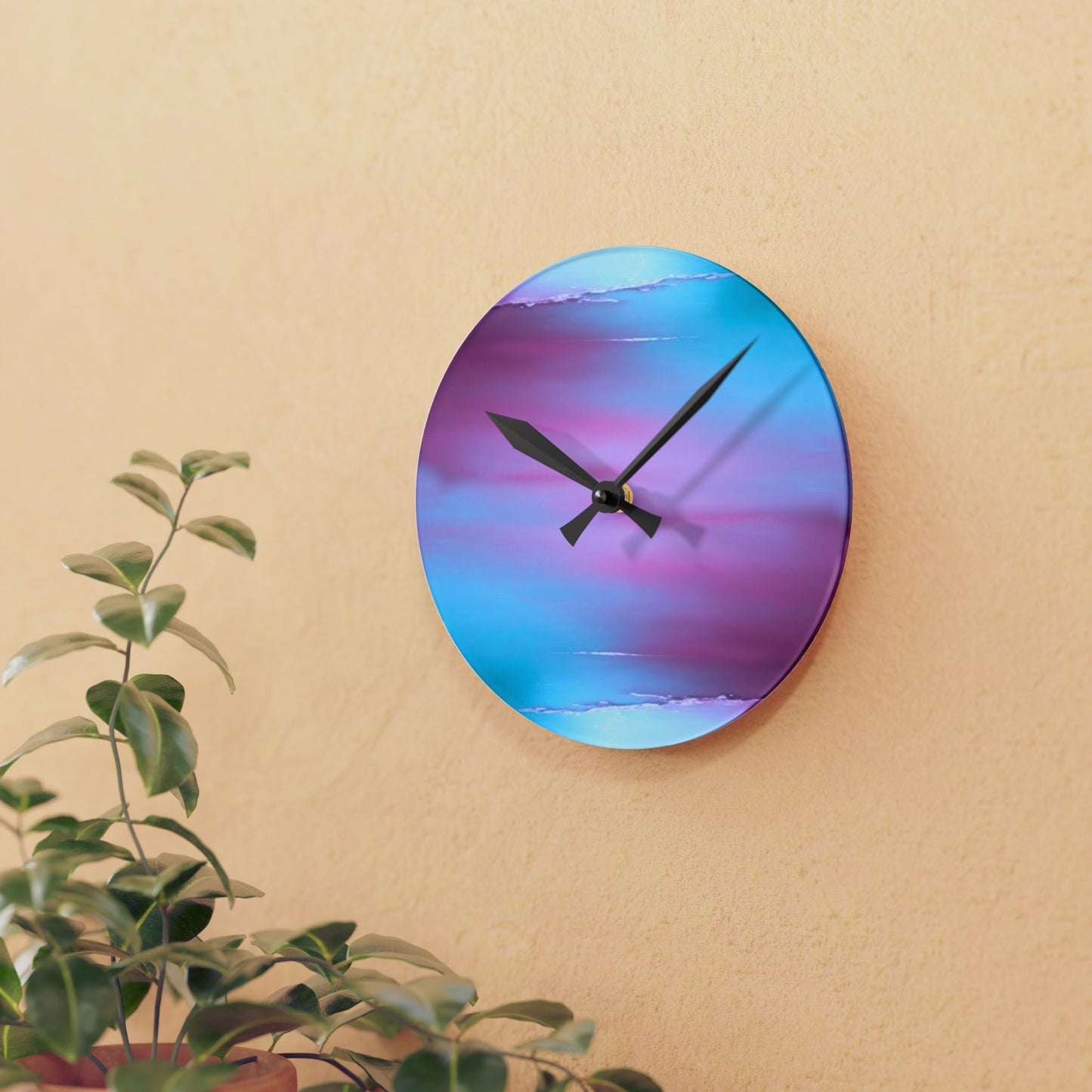 Wine Sea Blue Fog Acrylic Round Wall Clock, 8" x 8"