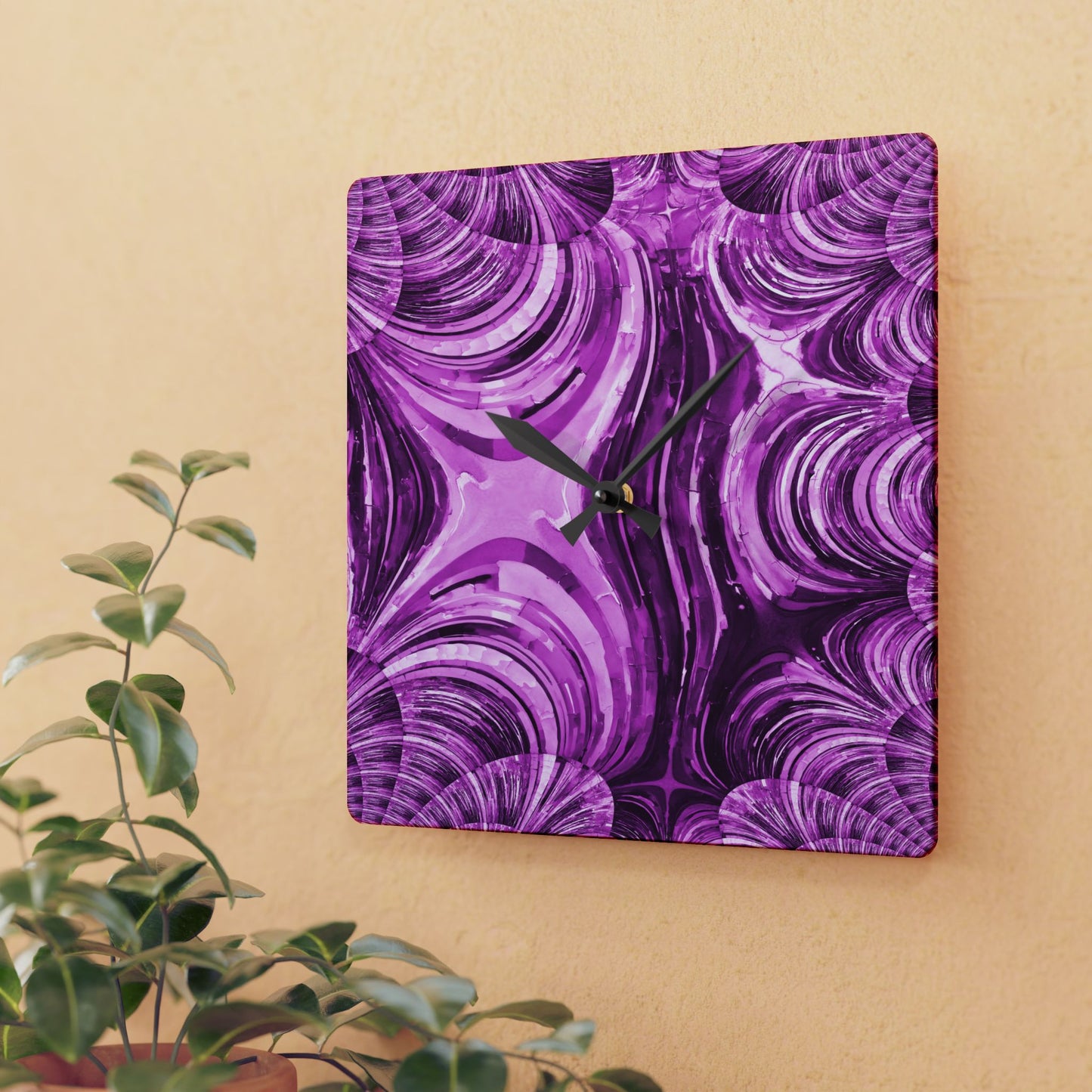 Uzi Spiral Powder Lavender Acrylic Wall Clock, Round or Square, 10.75" x 10.75"