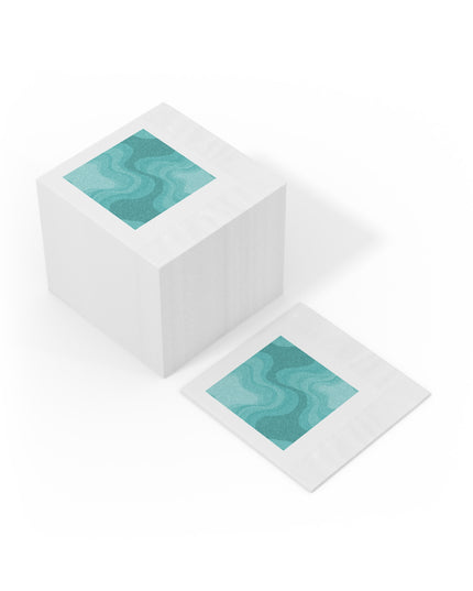 Tif Green Wavey White Coined Napkins, 4.8" x 4.8"