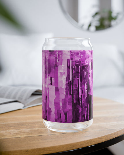 Striped Powder Lavender Sipper Glass, 16oz