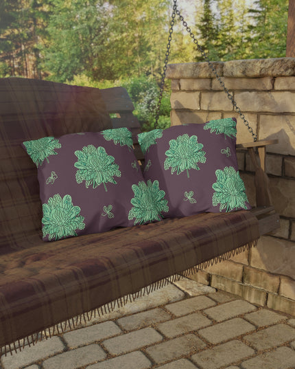 Mint Green Floral Butterflies 18" x 18" Outdoor Pillow