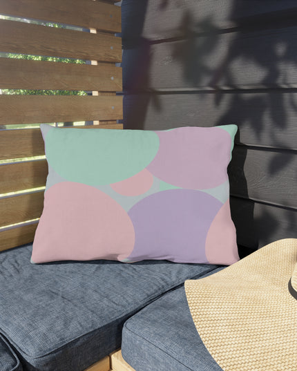 Pastel Peach and Soft Green Patches 20" x 14" Outdoor Pillow