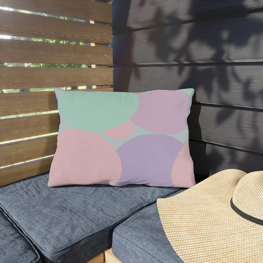Pastel Peach and Soft Green Patches 20" x 14" Outdoor Pillow
