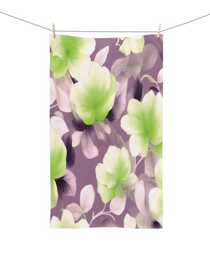 Lime Lavender Floral Bunch Hand Towel, 16" x 28"