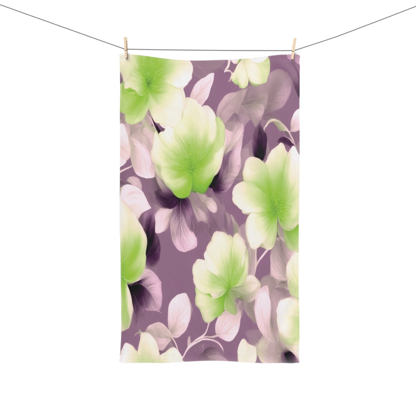 Lime Lavender Floral Bunch Hand Towel, 16" x 28"