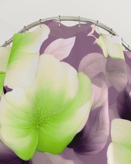 Lime Lavender Floral Bunch Shower Curtains, 71" x 74"