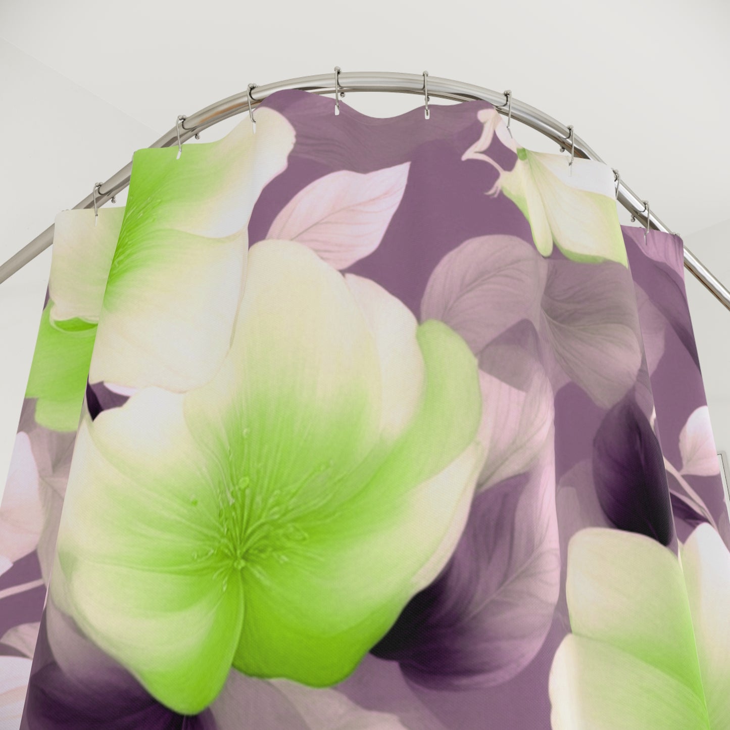 Lime Lavender Floral Bunch Shower Curtains, 71" x 74"