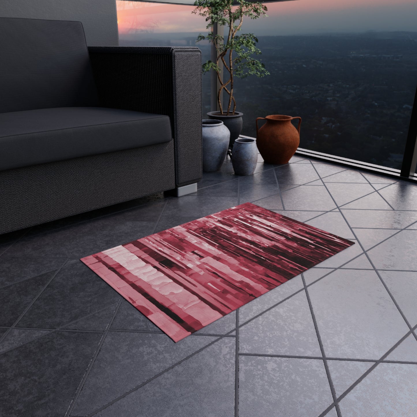 Striped Ruby Outdoor Rug, 24" x 36"