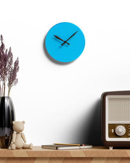 Blue Green Star-crossed Bodies Acrylic Round Wall Clock, 8" x 8"