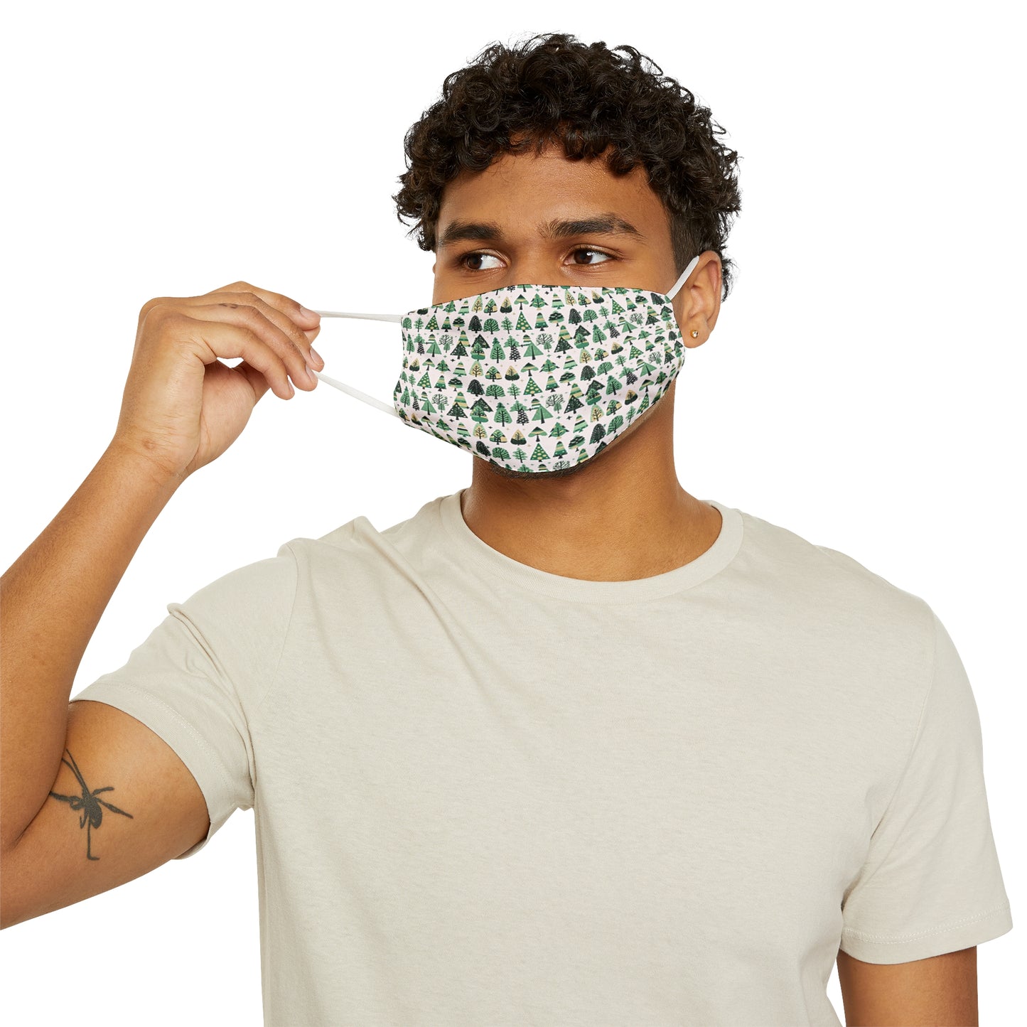 Mini Vintage Green Trees Snug-Fit Polyester Face Mask