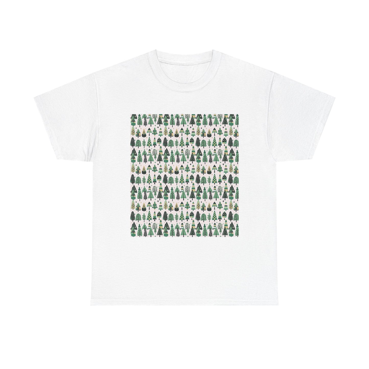 Mini Vintage Green Trees Unisex Heavy Cotton Tee, Medium