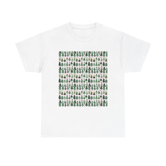 Mini Vintage Green Trees Unisex Heavy Cotton Tee, Medium