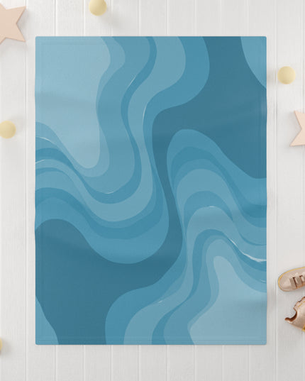 Sky Blue Wavey Soft Fleece Baby Blanket, 30" x 40"