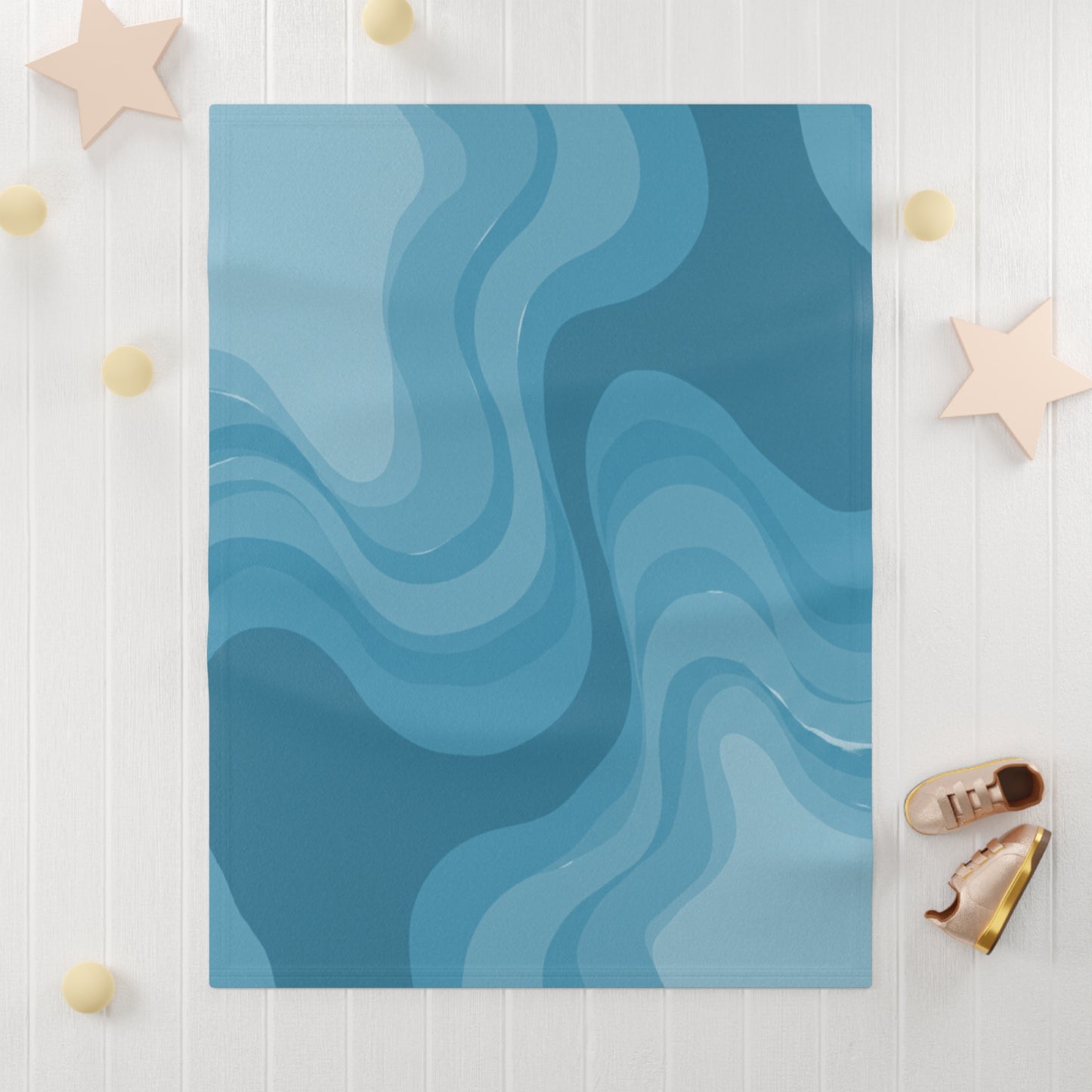 Sky Blue Wavey Soft Fleece Baby Blanket, 30" x 40"
