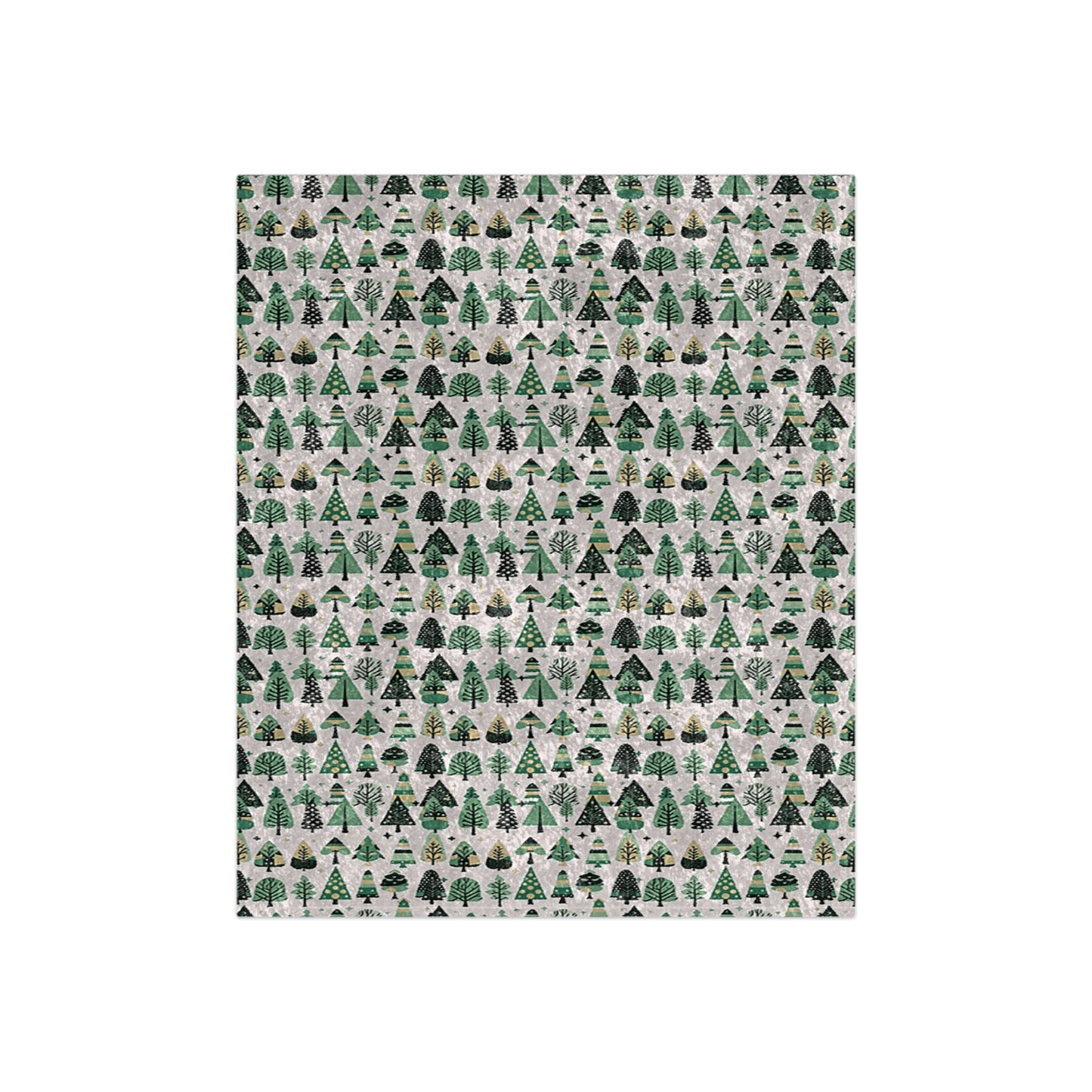 Mini Vintage Green Trees 50" x 60" Crushed Velvet Blanket