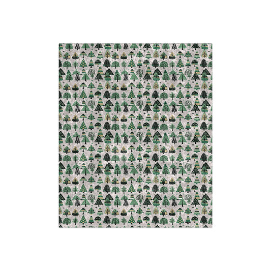 Mini Vintage Green Trees 50" x 60" Crushed Velvet Blanket