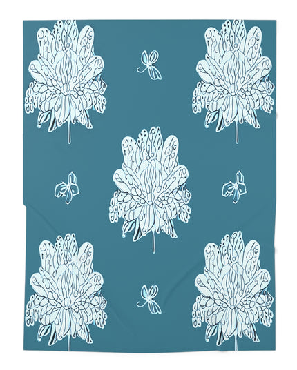 Tif Green White Floral Butterflies Baby Swaddle 30″×40″ Blanket
