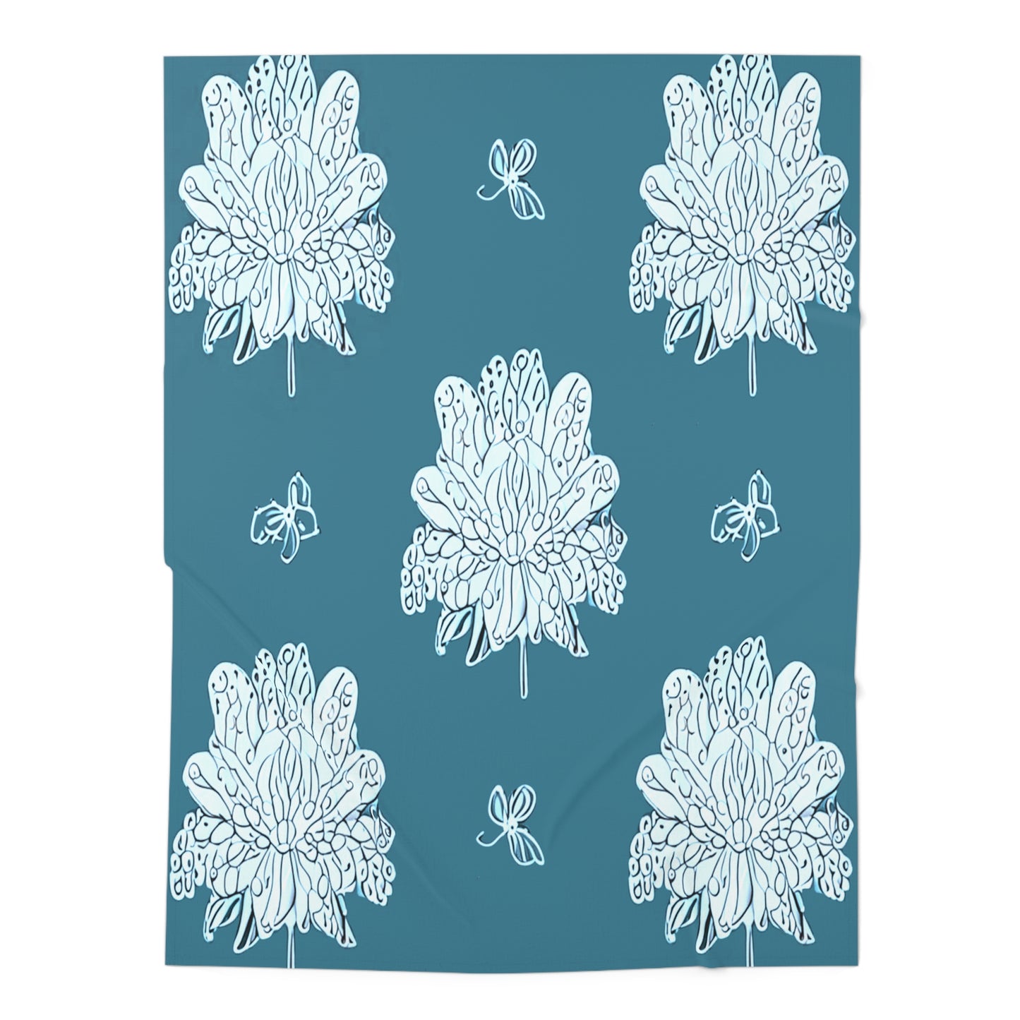 Tif Green White Floral Butterflies Baby Swaddle 30″×40″ Blanket