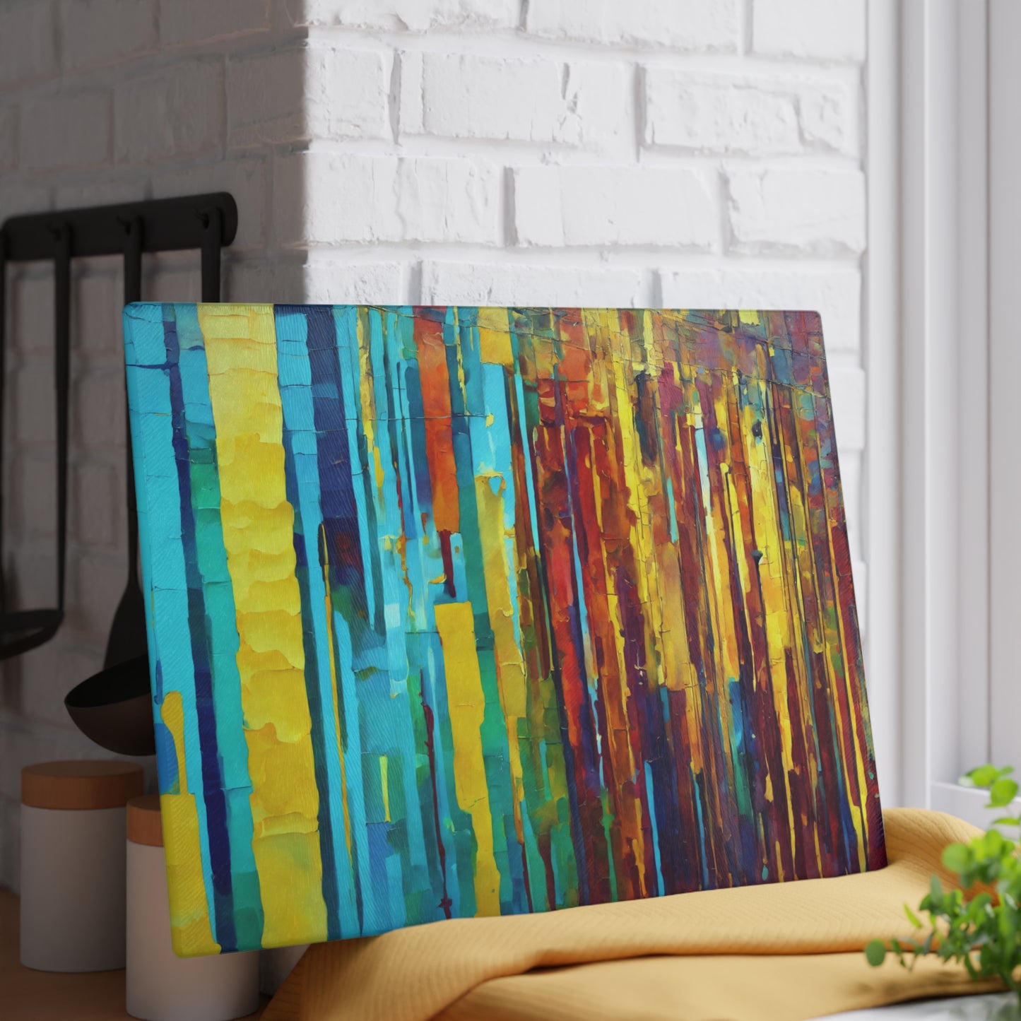 Striped Alpha 11" x 15" Glass Cutting Board