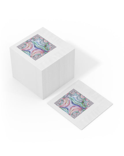 Uzi Spiral Pastels White Coined Napkins, 4.8" x 4.8"