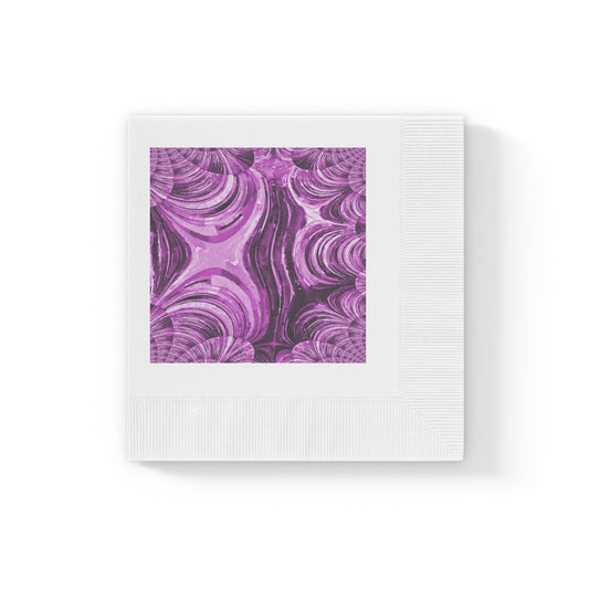 Uzi Spiral Powder Lavender Pastel White Coined Napkins, 4.8" x 4.8"