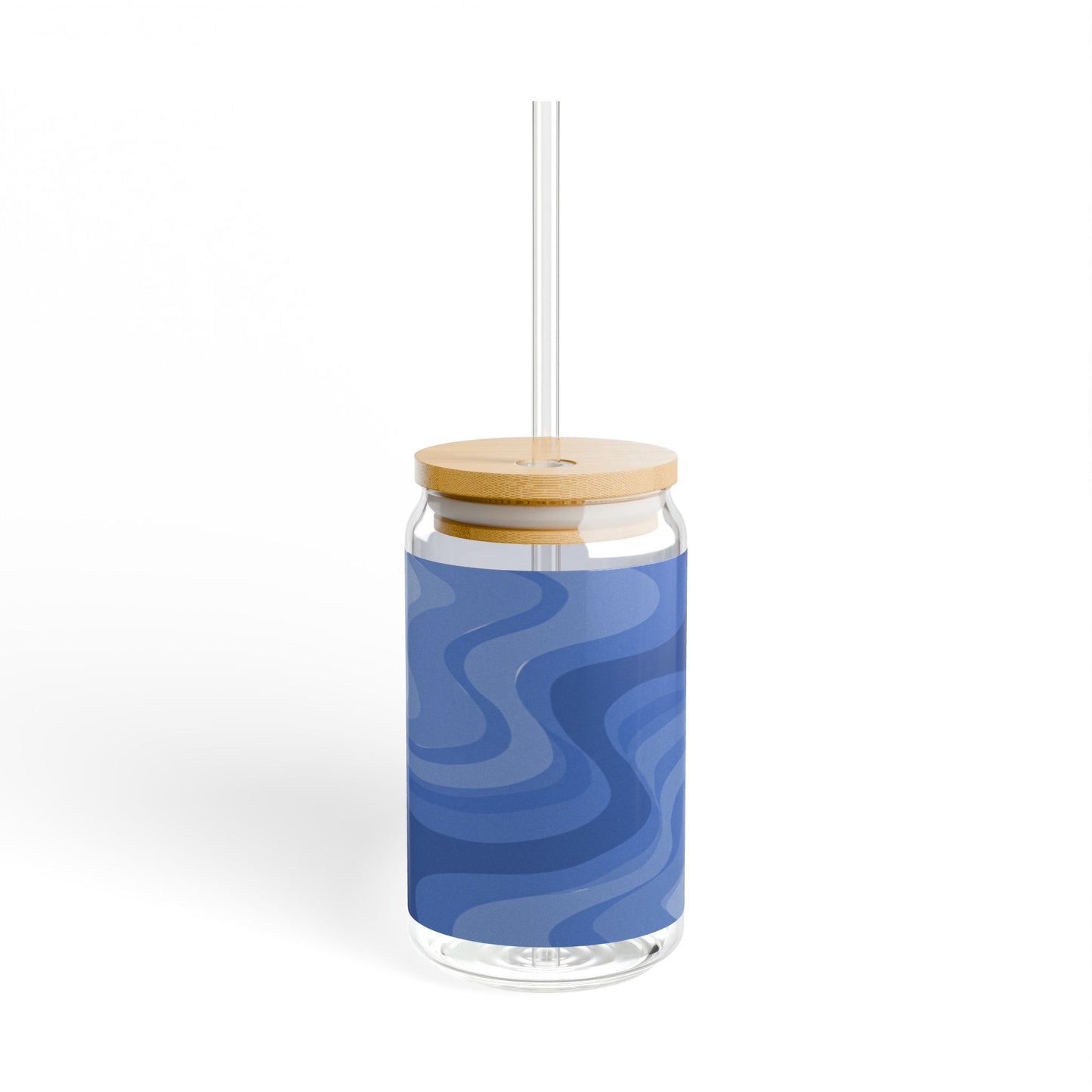 Deep Blue Wavey Sipper Glass, 16oz