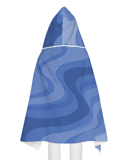 Deep Blue Wavey Youth Hooded Towel, 24" x 48"