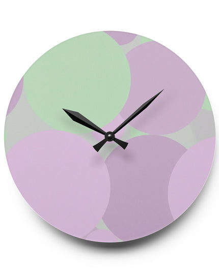 Pastel Lavender Purple and Soft Green Patches Acrylic Wall Clock, Round or Square, 10.75" x 10.75"