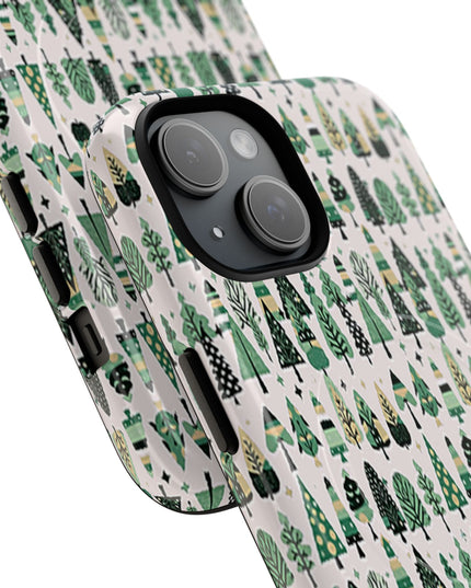 Mini Vintage Green Trees Iphone 15 Tough Magnetic Cases