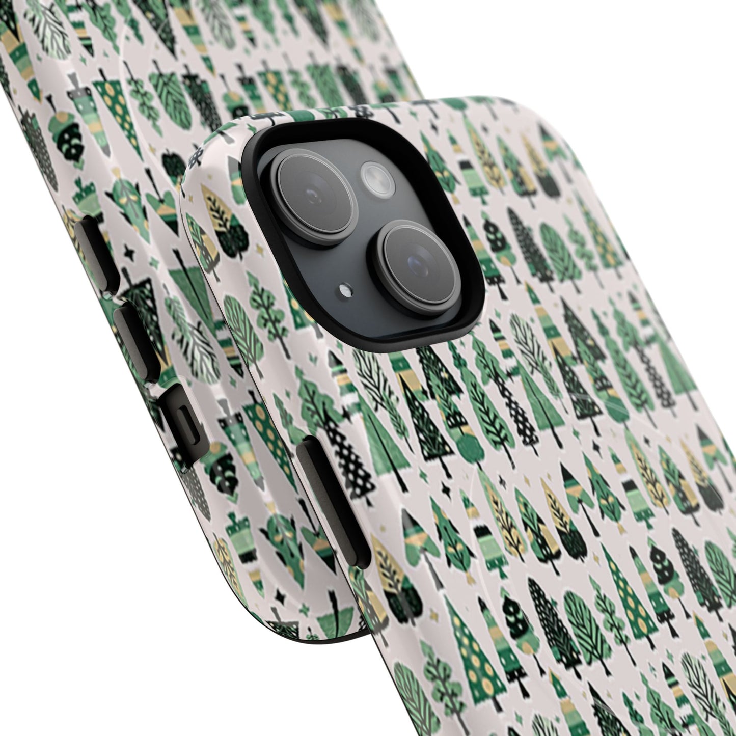 Mini Vintage Green Trees Iphone 15 Tough Magnetic Cases