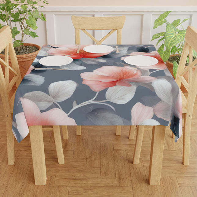 Red Blossom Floral Bunch Tablecloth, 55" x 55"