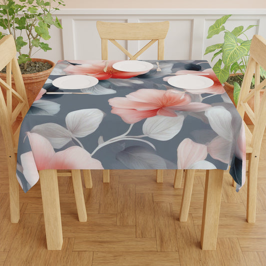 Red Blossom Floral Bunch Tablecloth, 55" x 55"