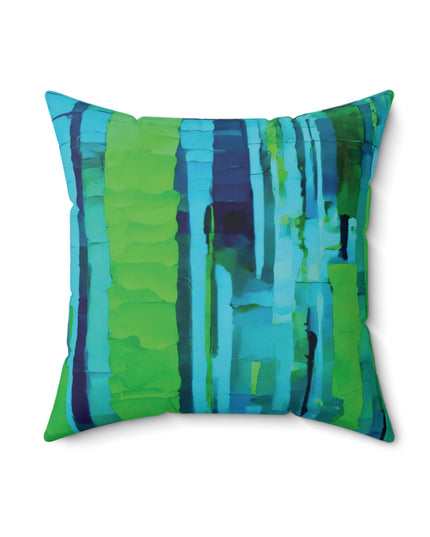Striped Blue Green 18" x 18" Faux Suede Square Pillow