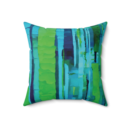 Striped Blue Green 18" x 18" Faux Suede Square Pillow