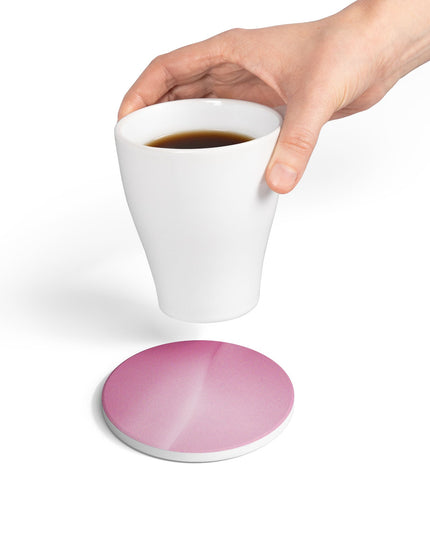 Pink Blush Fade 4" x 4" Round Ceramic Coaster