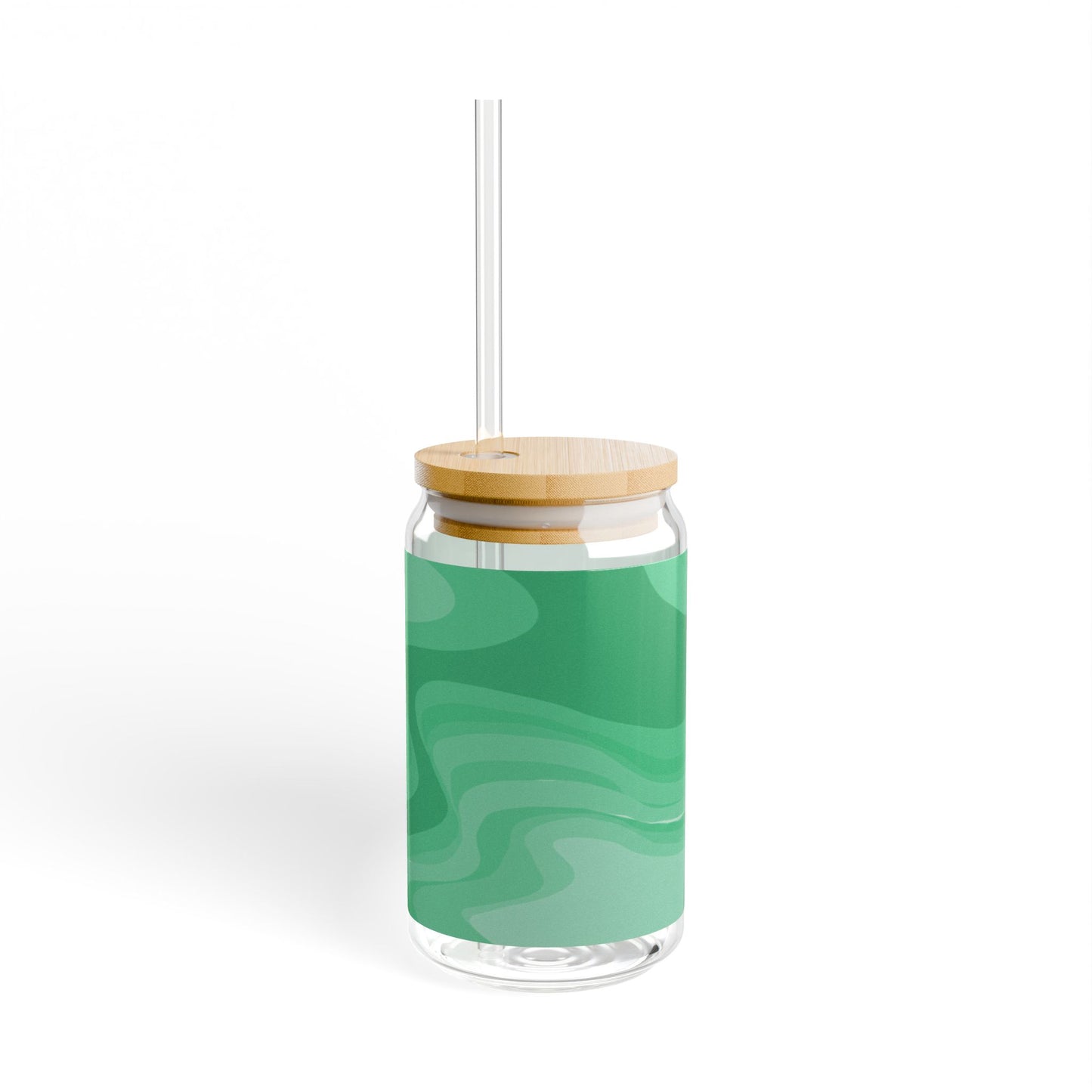 Mint Green Wavey Sipper Glass, 16oz
