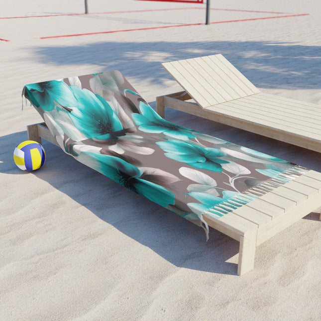 Tif Green Gray Floral Bunch 38" × 81" Boho Beach Cloth