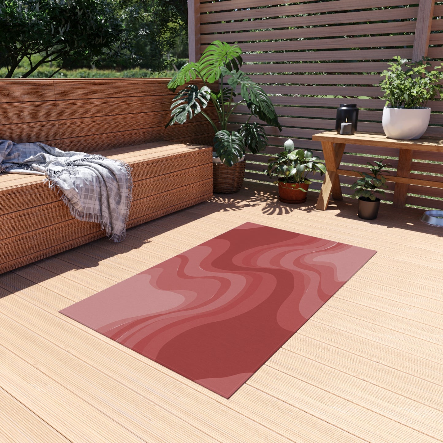 Power Red Wavey 36" x 60" Outdoor Rug